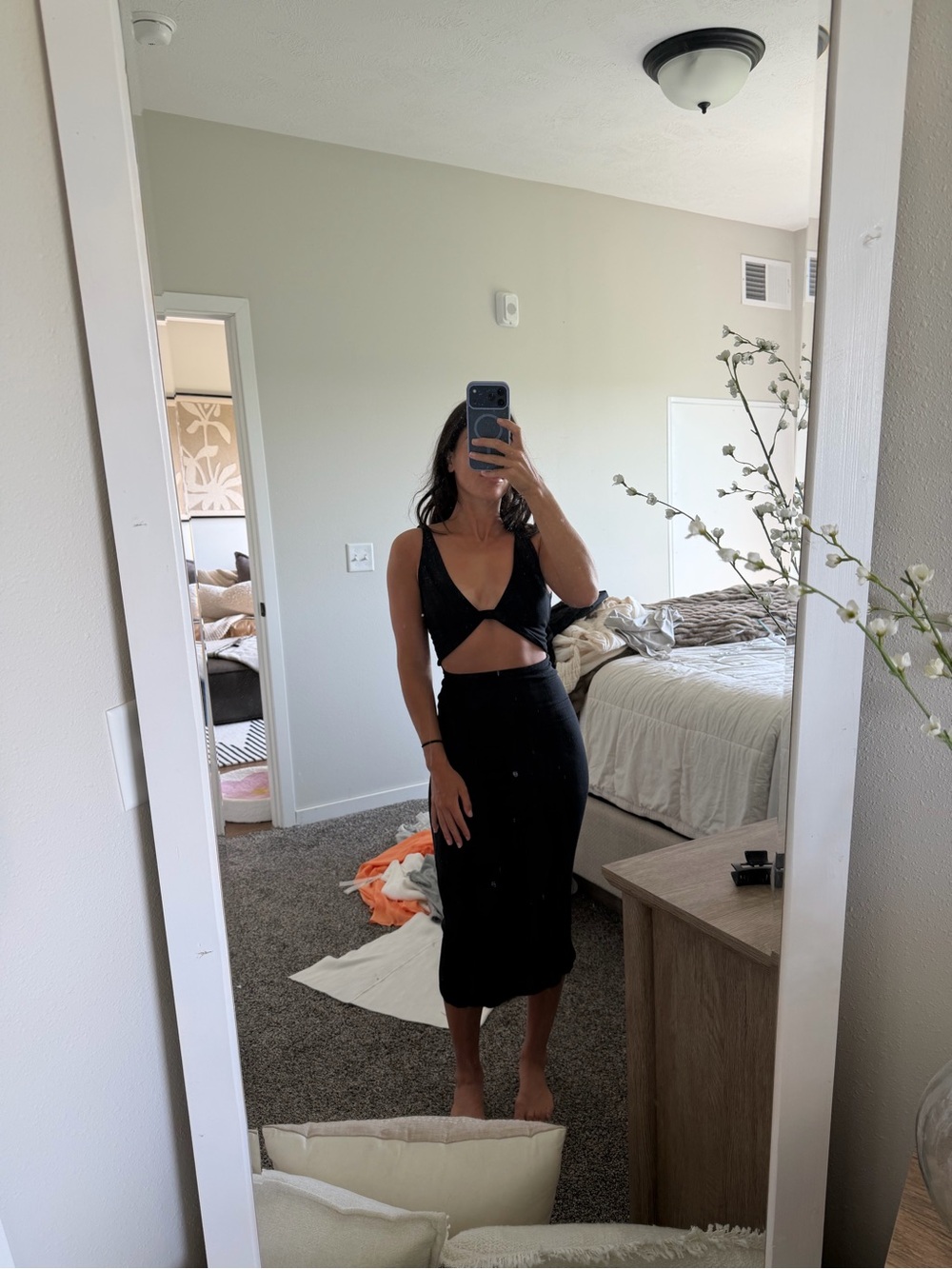 Skatie Black Cutout Midi Dress
